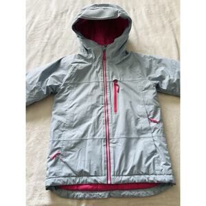 L.L.Bean Girls Wildcat Waterproof Ski Jacket Size 8 Blue Pink Outdoor Hooded